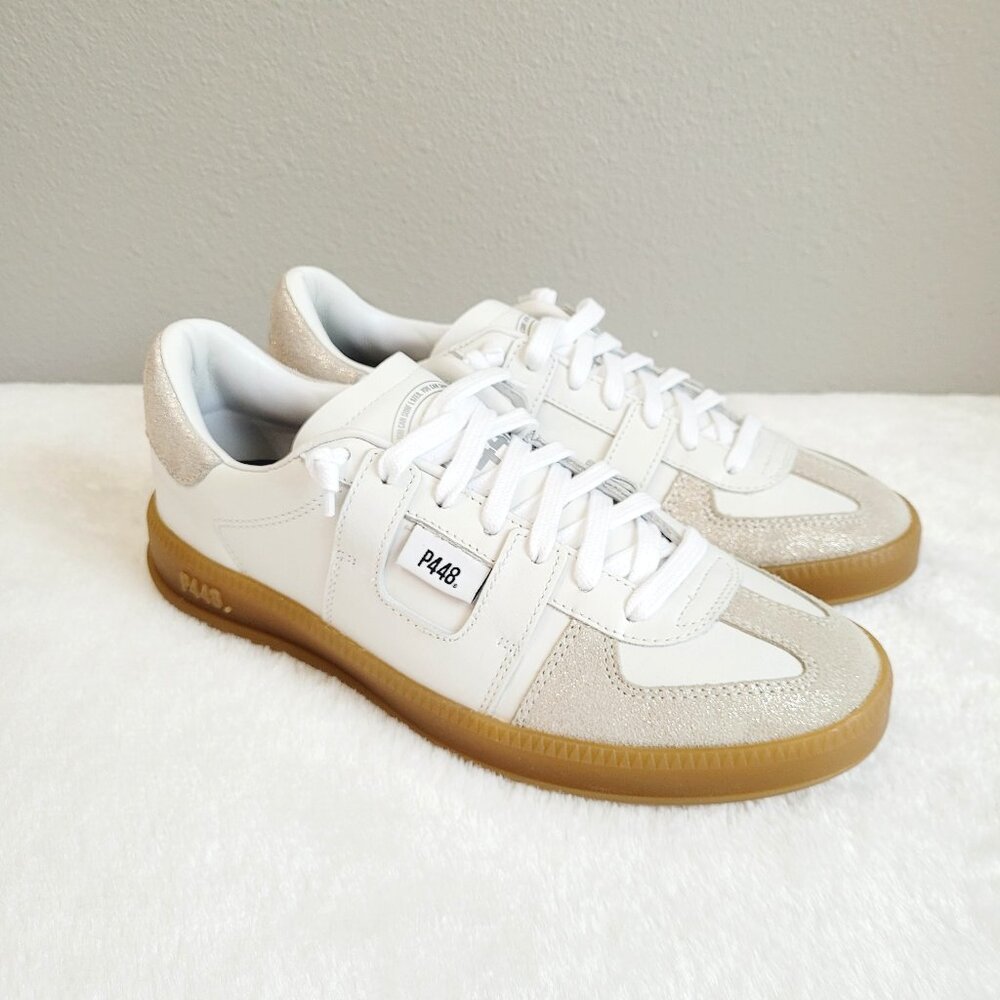 P448 | Monza Casual Low Profile Leather Sneaker Glitterfine Metallic Accents